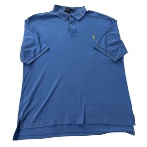 Polo by Ralph Lauren Men's 2XLT Tall Blue Polo Shirt Yellow Pony Logo